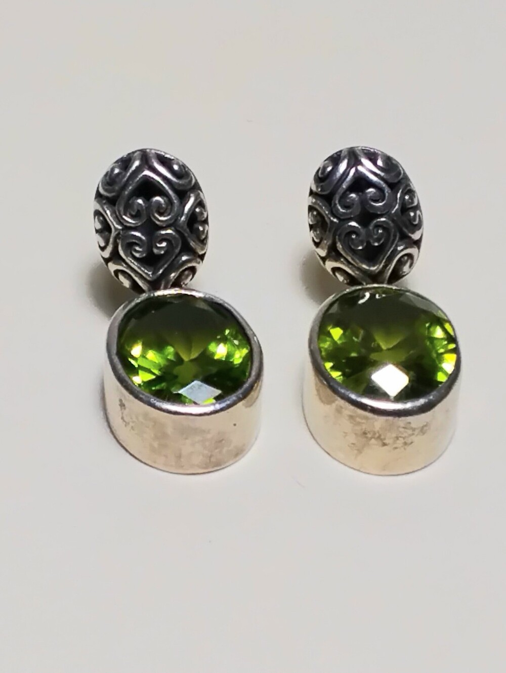 925 Silver Peridot Hinge Drop Earrings